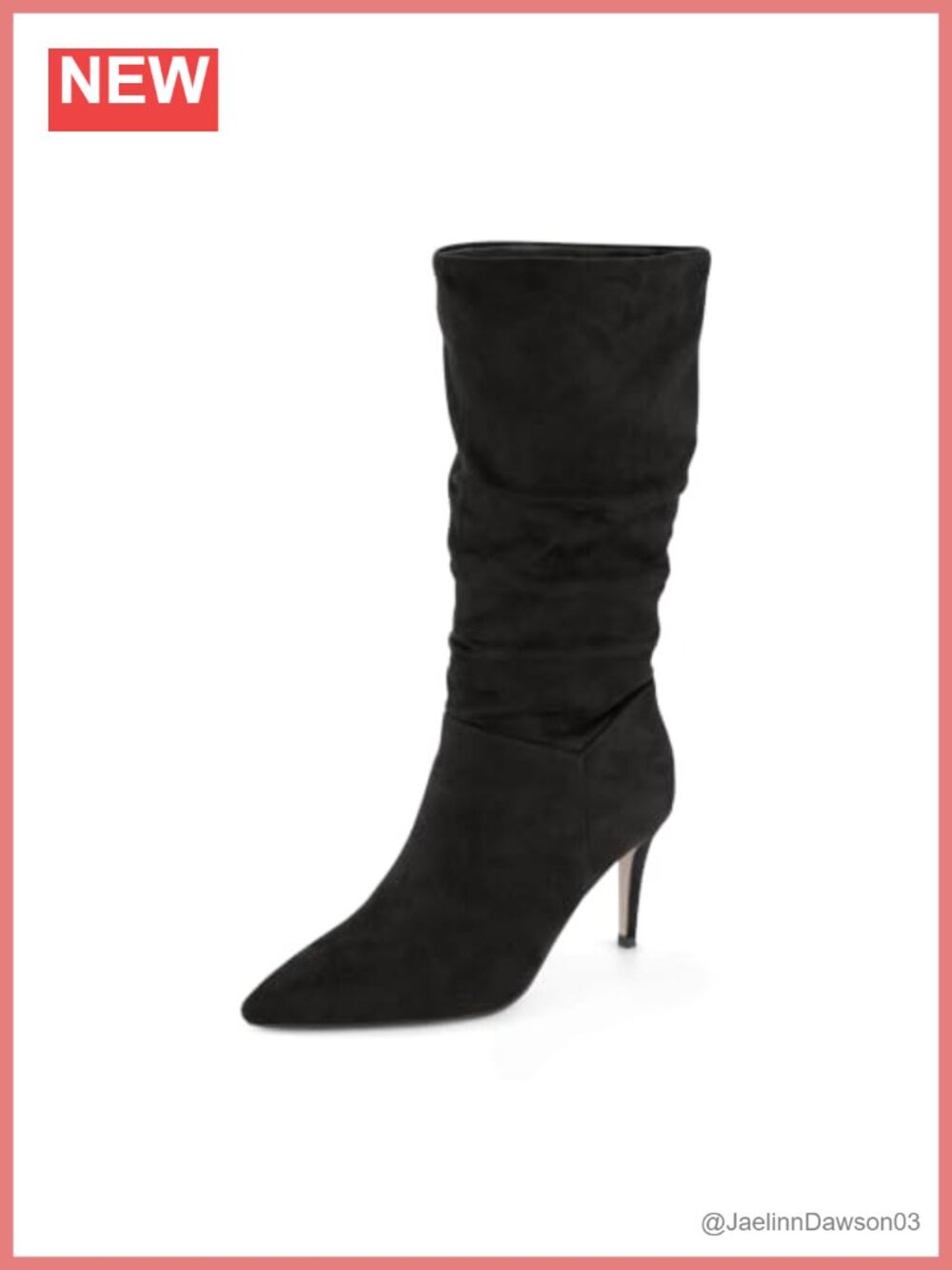 Porsha Slouchy Vegan Suede Mid-Calf Scrunch Boot Pointed Toe Memory Foam